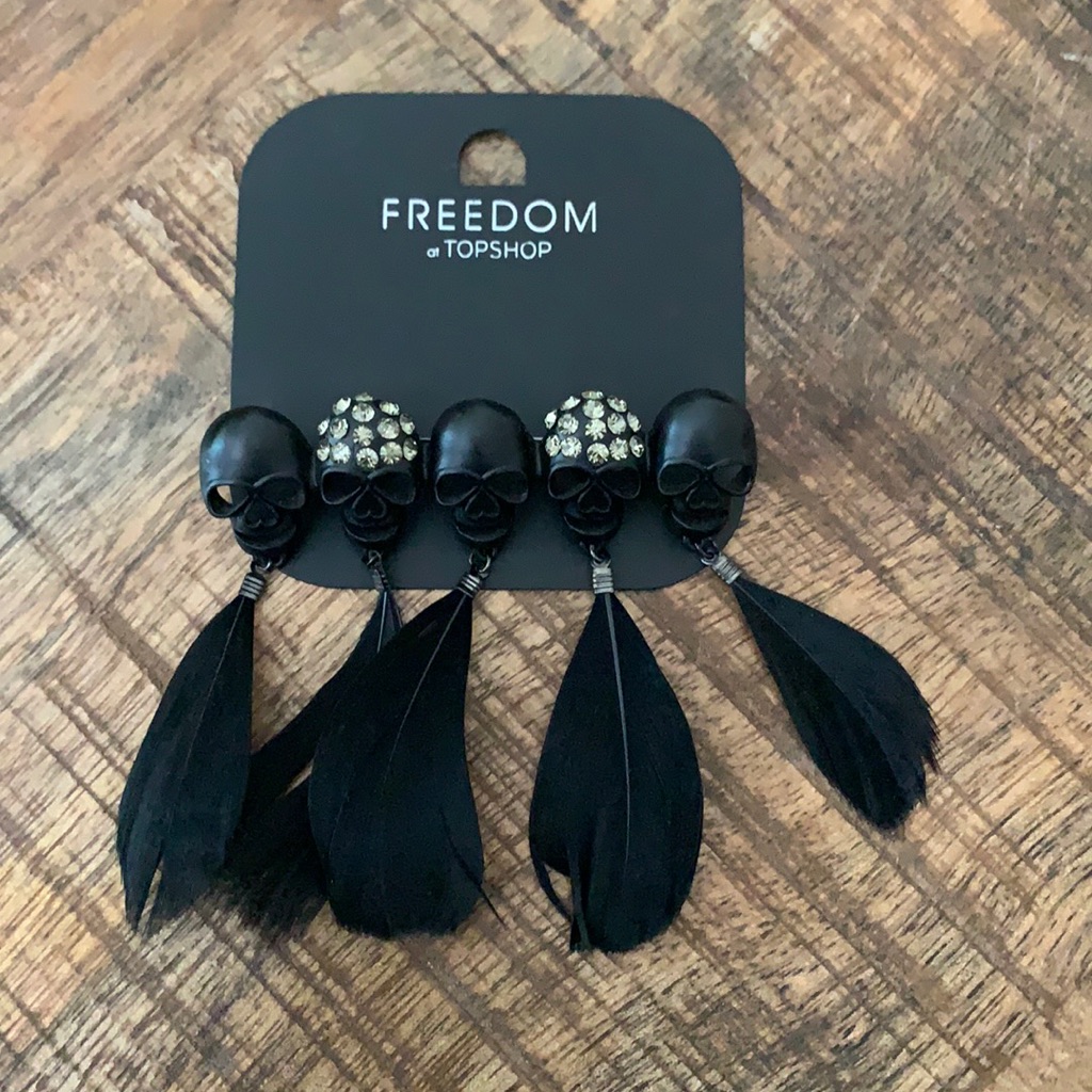 Brand New Top Shop Skull And Feather Pin